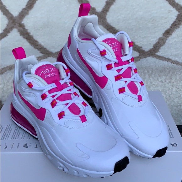 NIKE W AIR MAX 270 REACT WHITE/FIRE PINK-TEAM ORAN - Picture 4 of 16